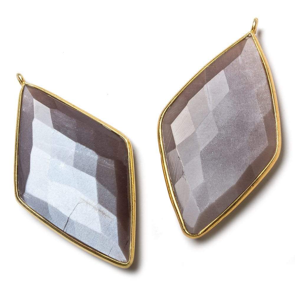 45x24mm Vermeil Bezeled Chocolate Moonstone Kite Pendant 1 Bead - The Bead Traders