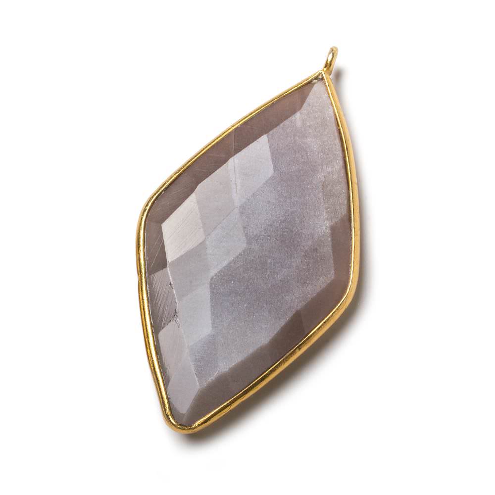 45x24mm Vermeil Bezeled Chocolate Moonstone Kite Pendant 1 Bead - The Bead Traders