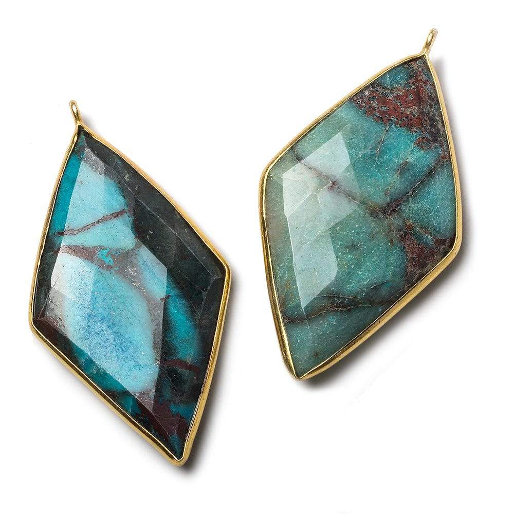 45x24mm Vermeil Bezeled Chrysocolla Kite Pendant 1 Bead - The Bead Traders