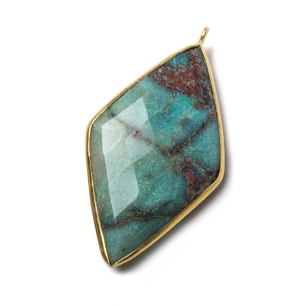 45x24mm Vermeil Bezeled Chrysocolla Kite Pendant 1 Bead - The Bead Traders