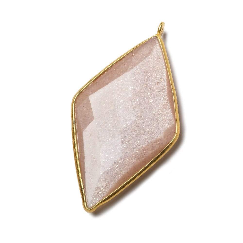 45x24mm Vermeil Bezeled Peach Moonstone Kite Pendant 1 Bead - The Bead Traders