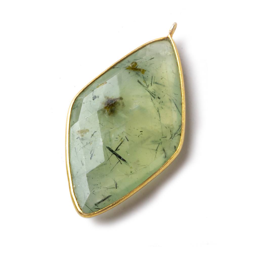 45x24mm Vermeil Bezeled Prehnite Kite Pendant 1 Bead - The Bead Traders