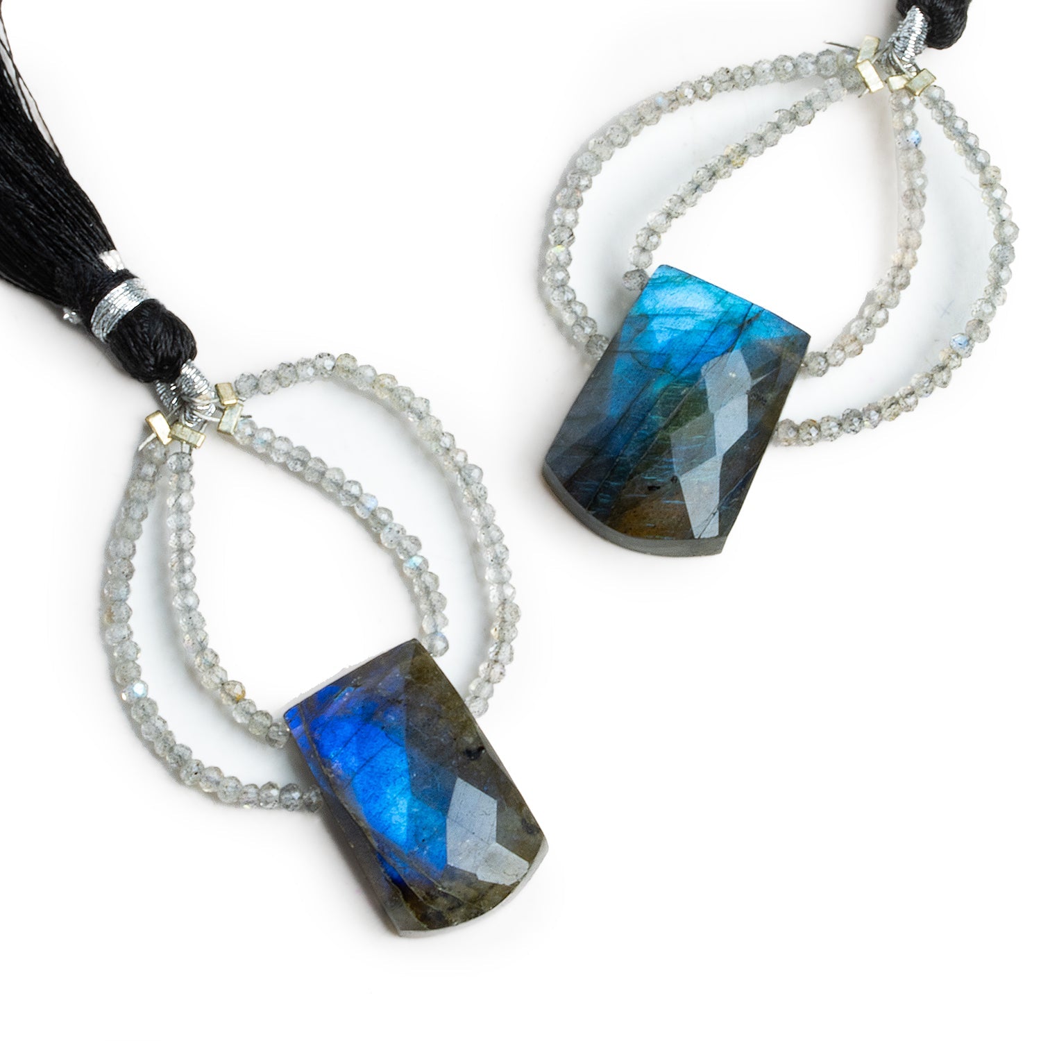 45x30mm Labradorite Double - Drilled Fancy Focal Beads 1 Piece - The Bead Traders
