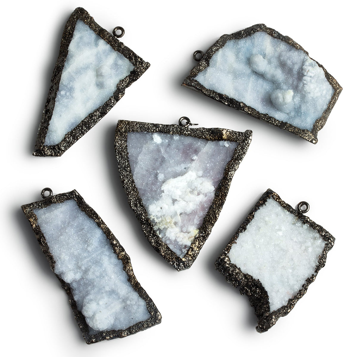 45x32mm Black Gold Leafed Drusy Pendant 1 Bead - The Bead Traders