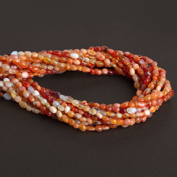 4.5x3mm Fire Opal Plain Nuggets 18 inch 110 beads