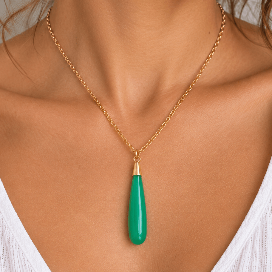 45x9mm Vermeil Capped Chalcedony Teardrop Pendant 1 Bead - The Bead Traders