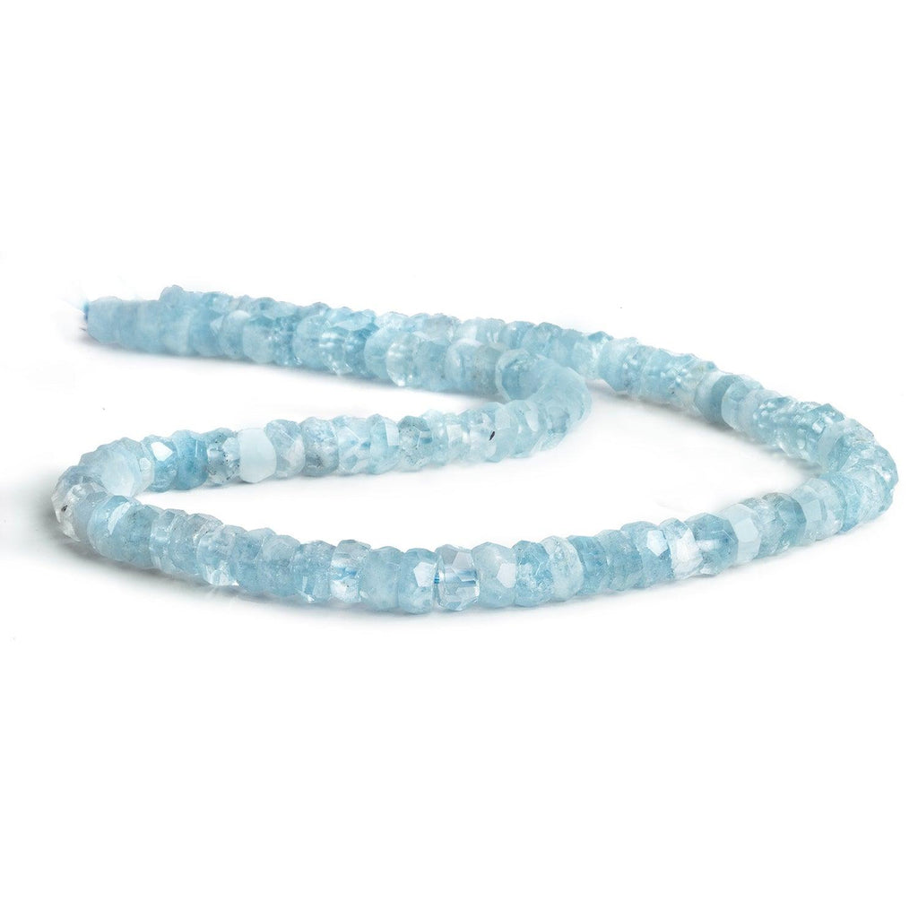 7mm Aquamarine Faceted Rondelles 15 inch 100 beads - The Bead Traders
