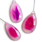 47x30mm Pink Chalcedony Faceted Pear 1 Bead - The Bead Traders