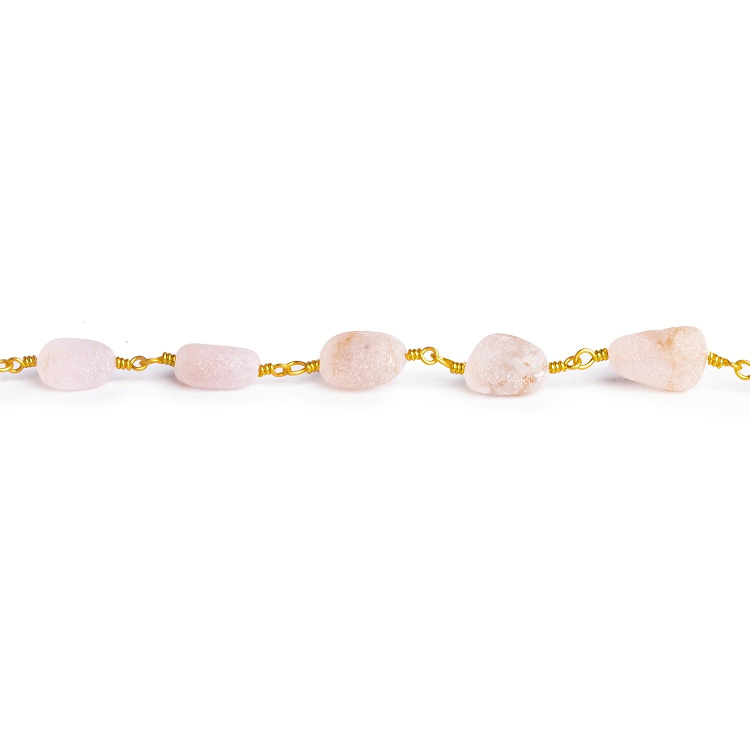 10x8mm Matte Morganite Nugget Gold Chain 21 beads - The Bead Traders