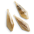 48x16mm Vermeil Bezeled Golden Moss Quartz Shield Pendant 1 Bead - The Bead Traders