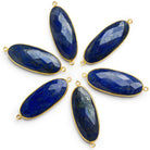 48x17mm Vermeil Bezeled Lapis Lazuli Oval Connector 1 Bead - The Bead Traders
