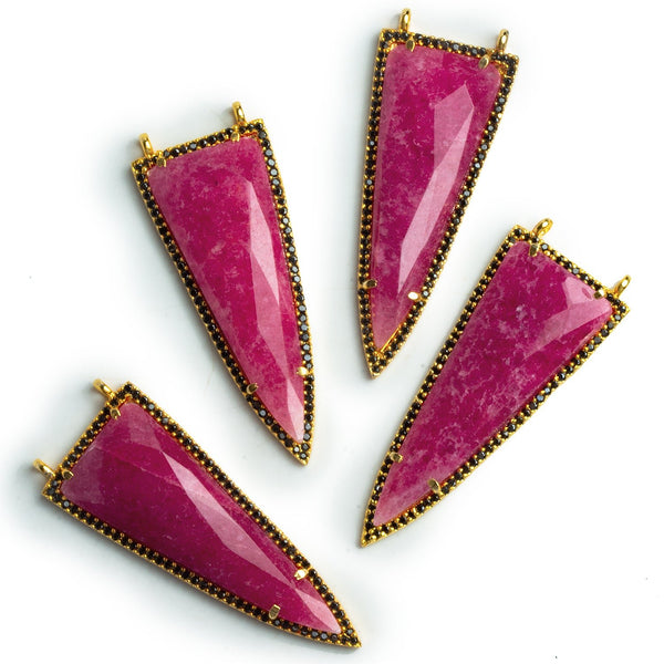 48x18mm Vermeil Bezeled Red Aventurine Point Spinel Pavé Halo Pendant 1 Bead