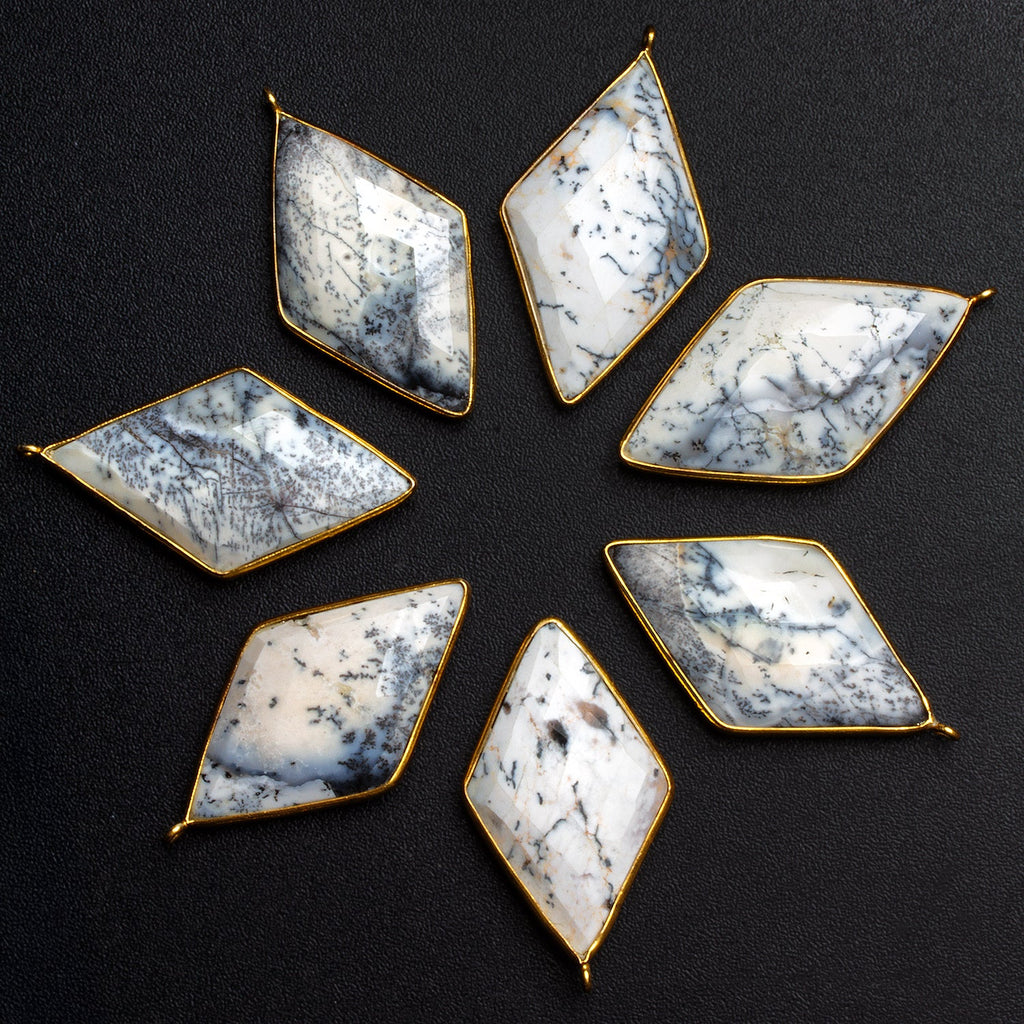 48x26mm Vermeil Bezeled Dendritic Opal Kite Pendant 1 Bead - The Bead Traders