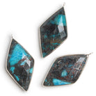 49x25mm Silver Bezeled Chrysocolla Faceted Kite Pendant - The Bead Traders