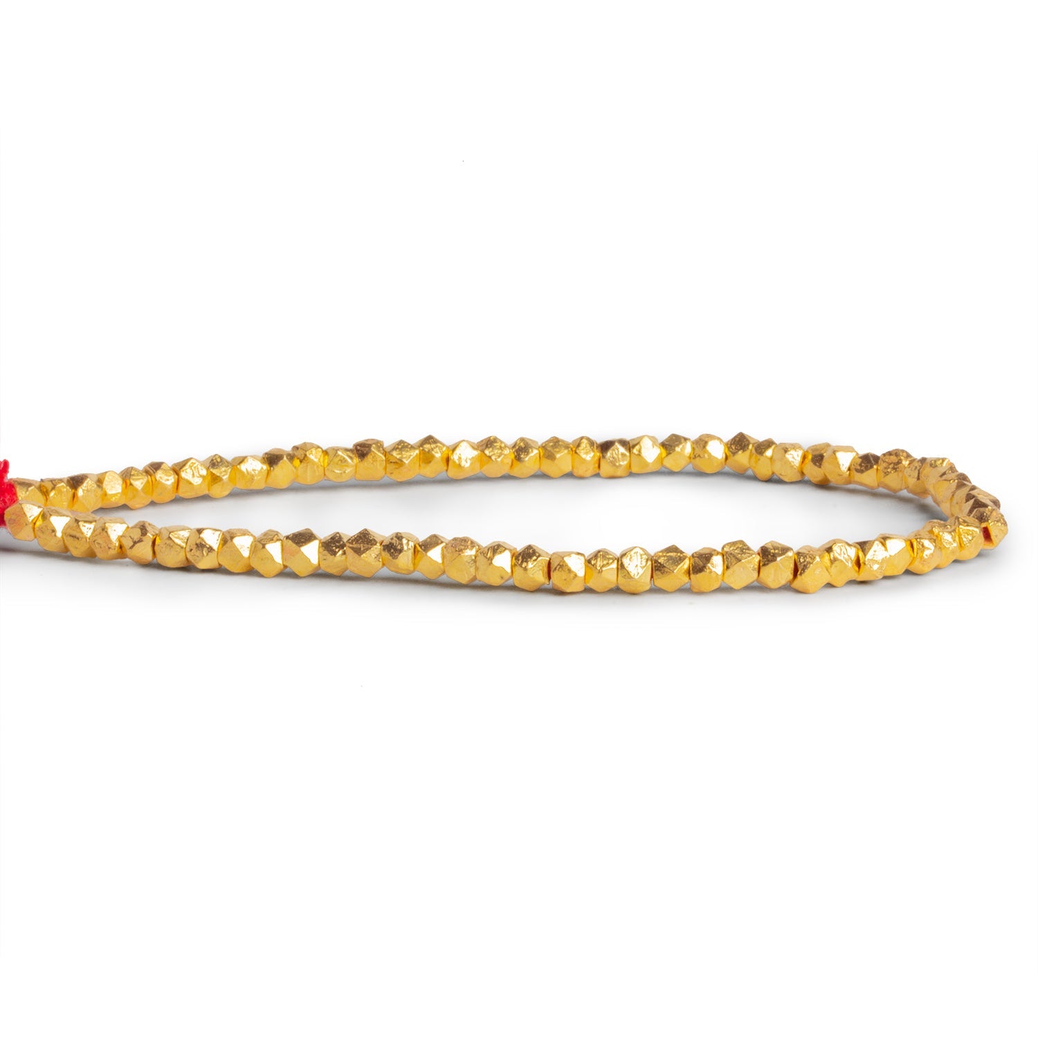 4mm 22kt Gold Plated Copper Faceted Cubes 8 inch 65 beads - The Bead Traders