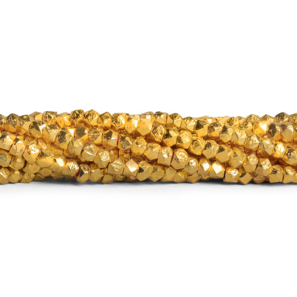 4mm 22kt Gold Plated Copper Faceted Cubes 8 inch 65 beads