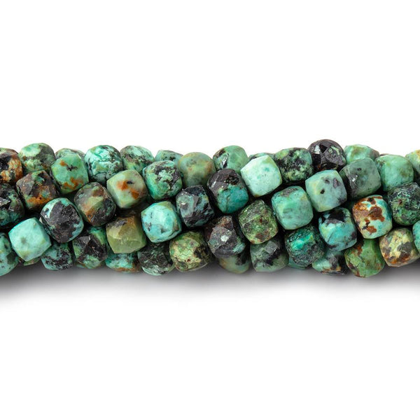 4mm African Turquoise Microfaceted Cubes 12 inch 68 beads