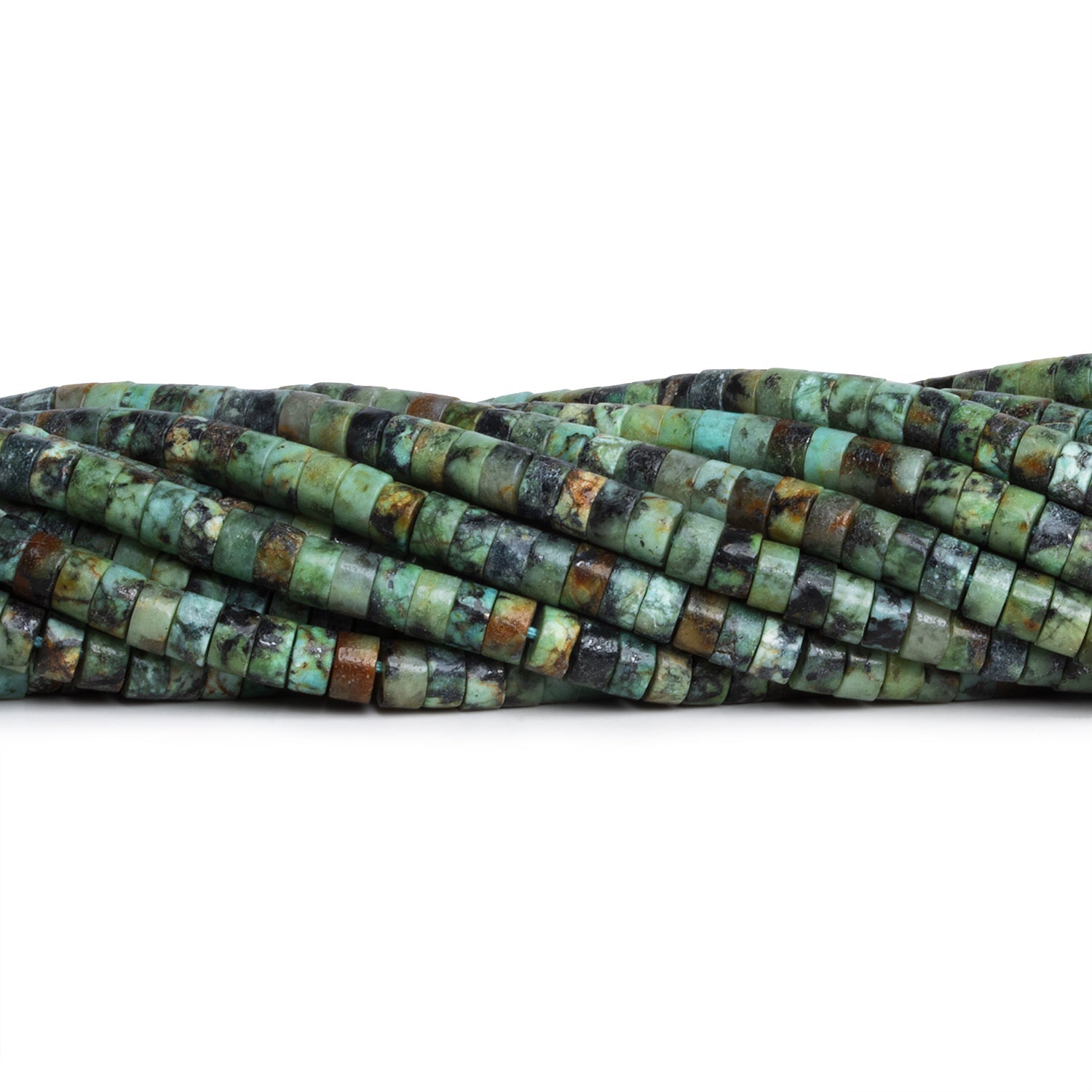 4mm African Turquoise Plain Heishis 12 inch 110 Beads - The Bead Traders