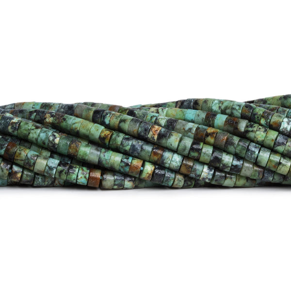 4mm African Turquoise Plain Heishis 12 inch 110 Beads