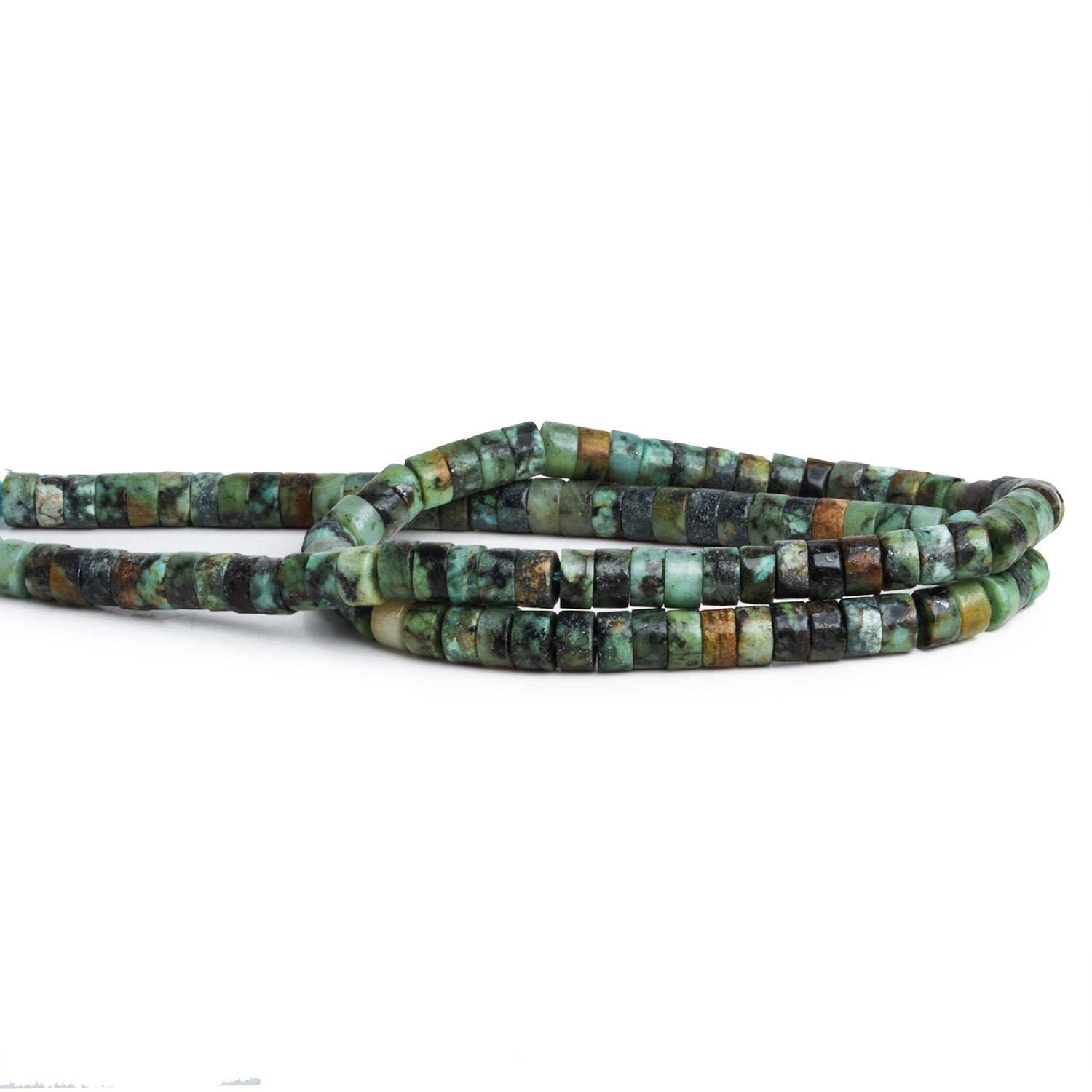 4mm African Turquoise Plain Heishis 12 inch 110 Beads - The Bead Traders