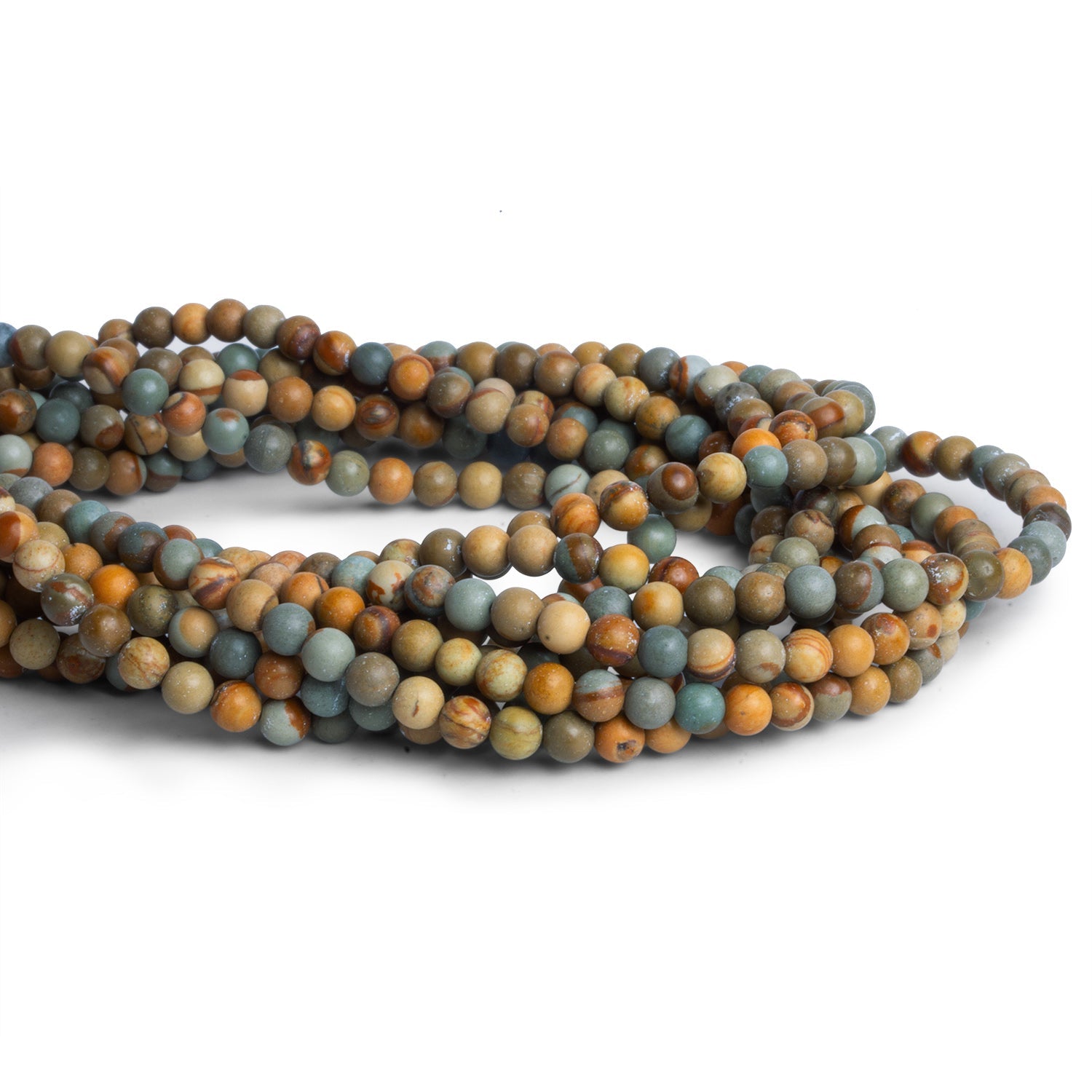 4mm American Picture Jasper Plain Rounds 15 inch 95 beads - The Bead Traders