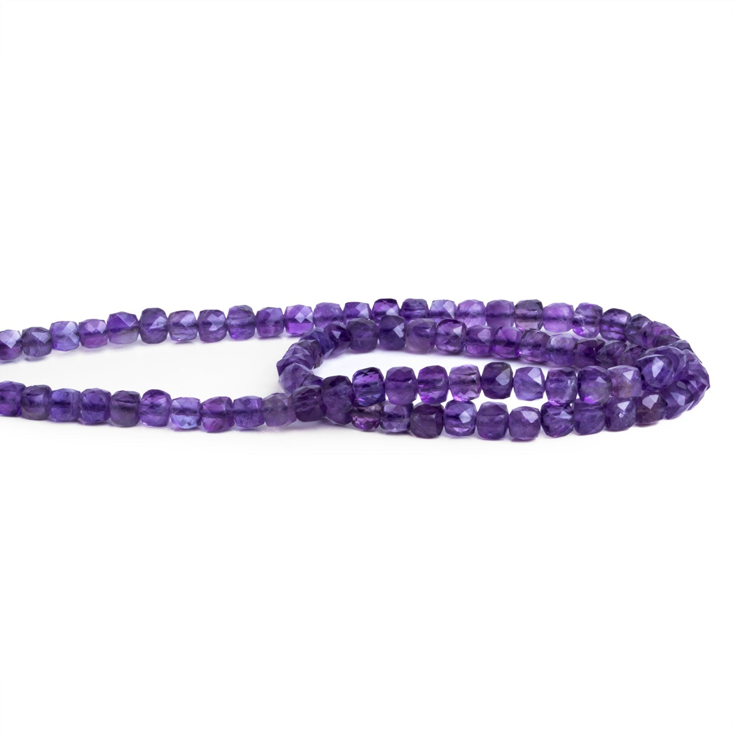 4mm Amethyst Micro Faceted Cube Beads 12 inch 70 pieces - The Bead Traders