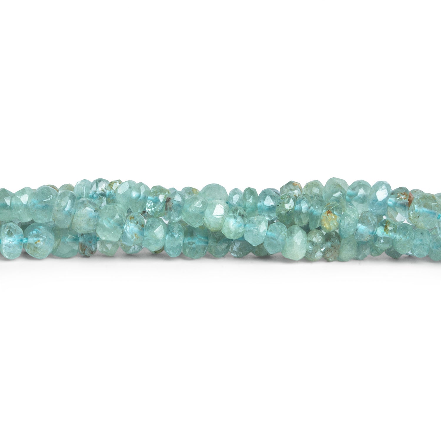 4mm Aquamarine Handcut Rondelles 15 inch 140 beads - The Bead Traders