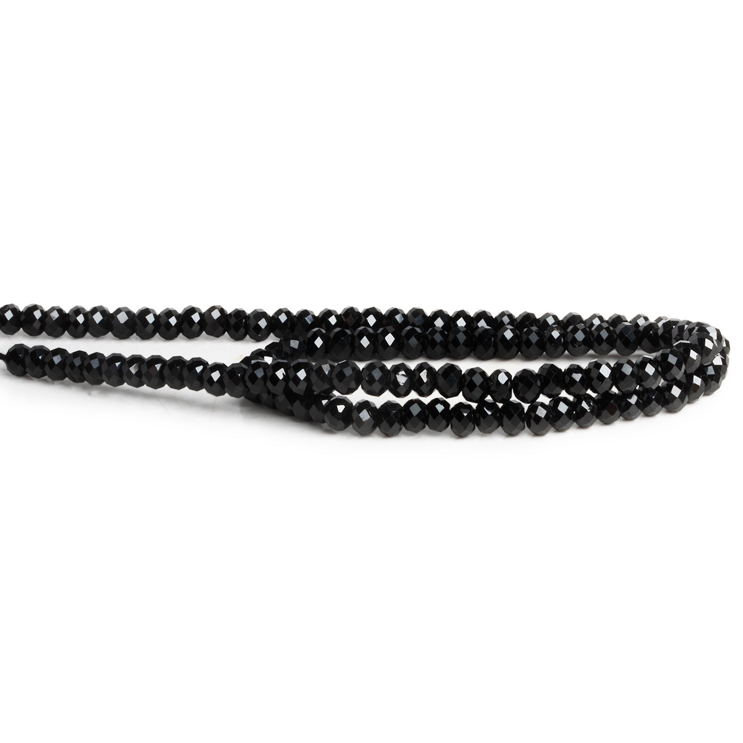 4mm Black Spinel Microfaceted Rondelles 12 inch 105 beads - The Bead Traders