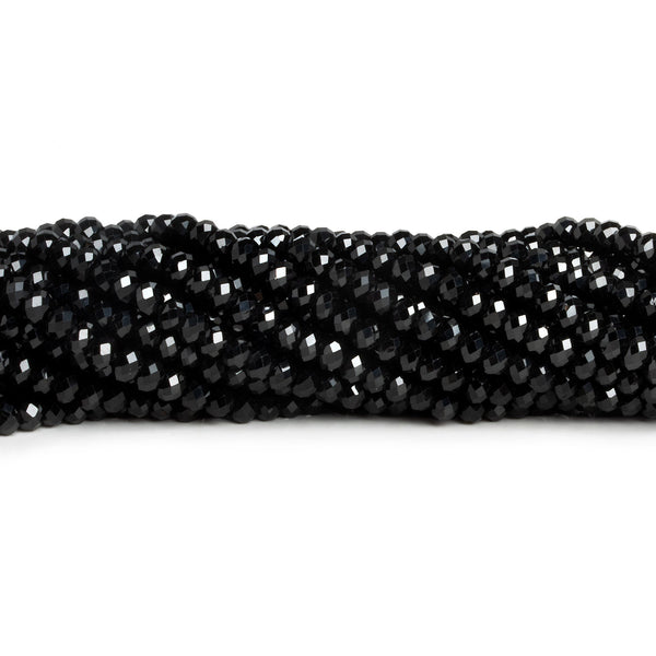 4mm Black Spinel Microfaceted Rondelles 12 inch 105 beads