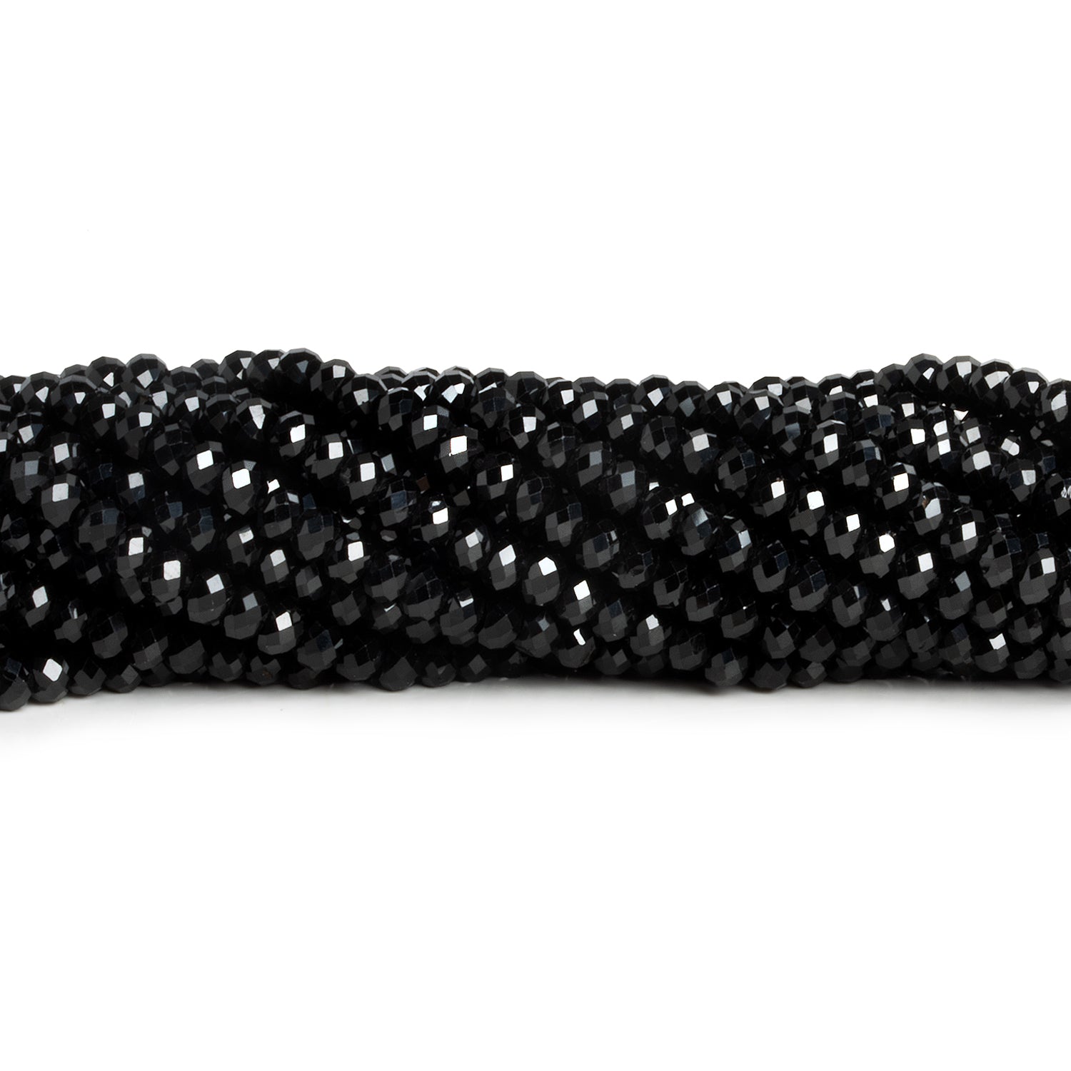 4mm Black Spinel Microfaceted Rondelles 12 inch 105 beads - The Bead Traders