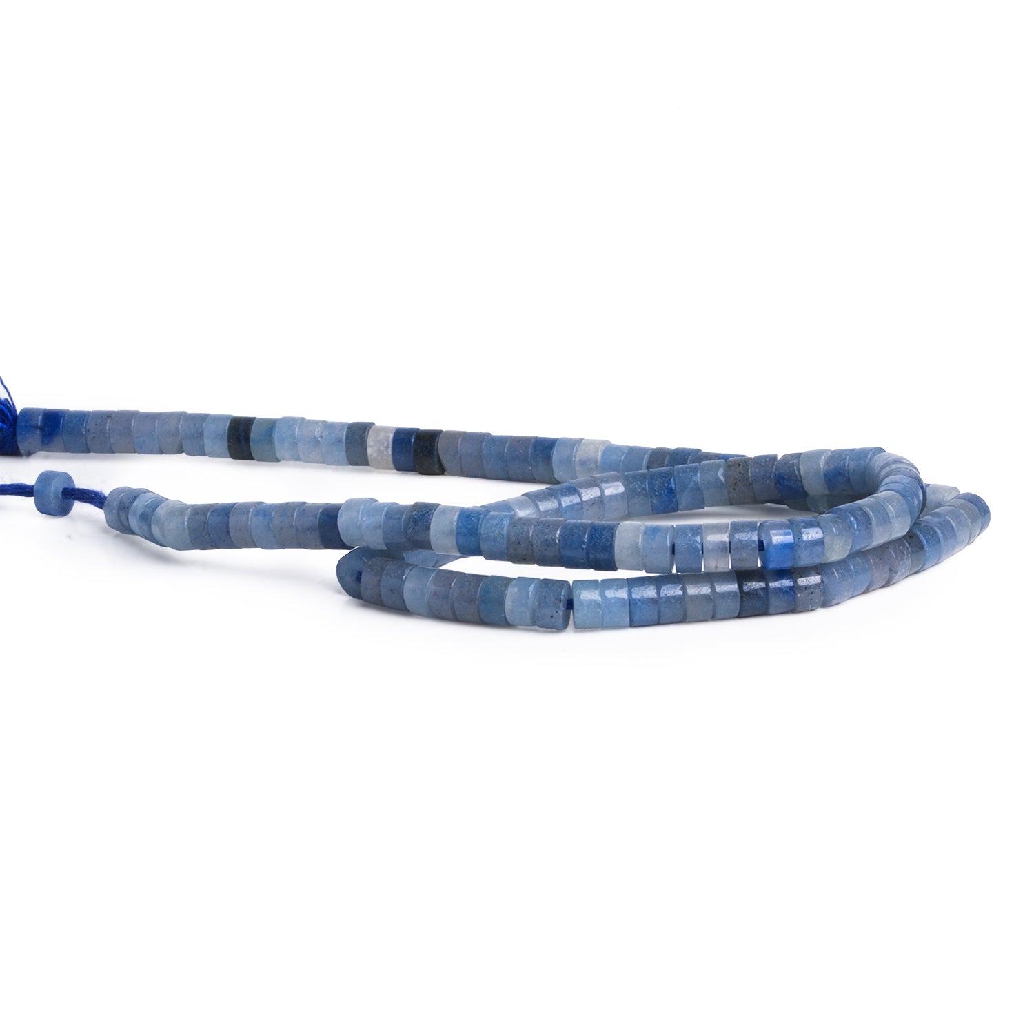 4mm Blue Aventurine Plain Heishis 12 inch 110 Beads - The Bead Traders