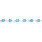 4mm Blue Chalcedony Plain Round Silver Chain 32 beads - The Bead Traders