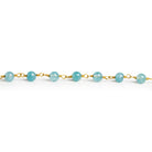 4mm Blue Chalcedony Round Gold Chain 31 Beads - The Bead Traders