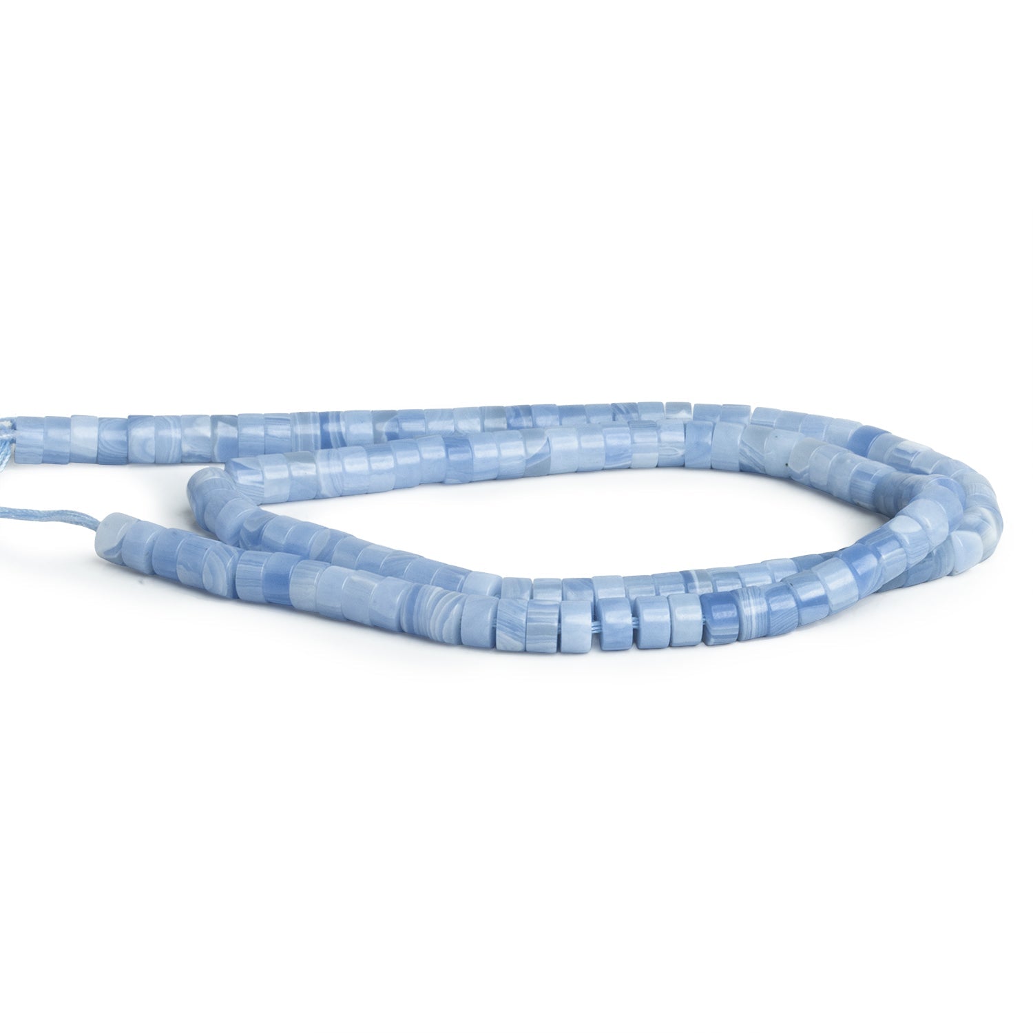 4mm Blue Jade Heishis 12 inch 110 Beads - The Bead Traders