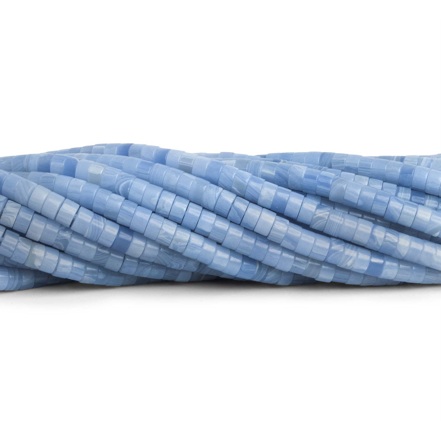 4mm Blue Jade Heishis 12 inch 110 Beads - The Bead Traders