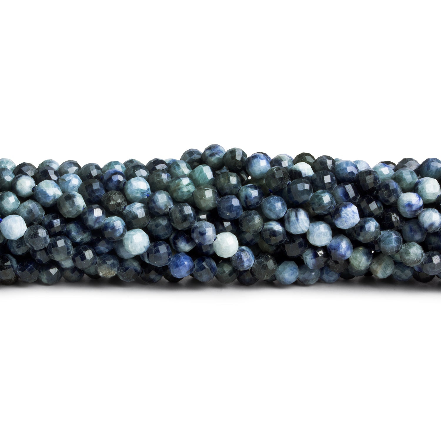 4mm Blue Sapphire Faceted Rounds 15 inch 90 beads - The Bead Traders