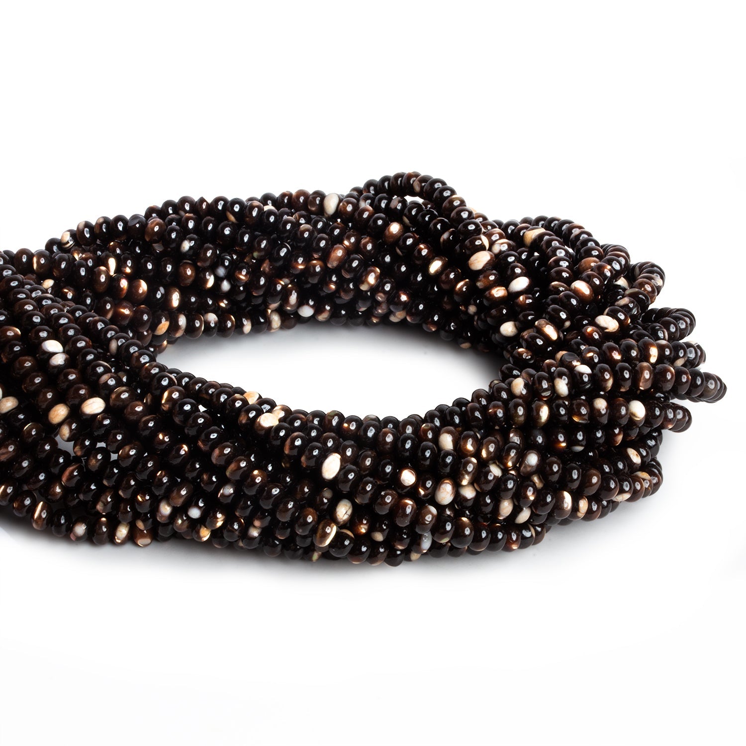 4mm Brown Shell Plain Rondelles 16 inch 125 beads - The Bead Traders