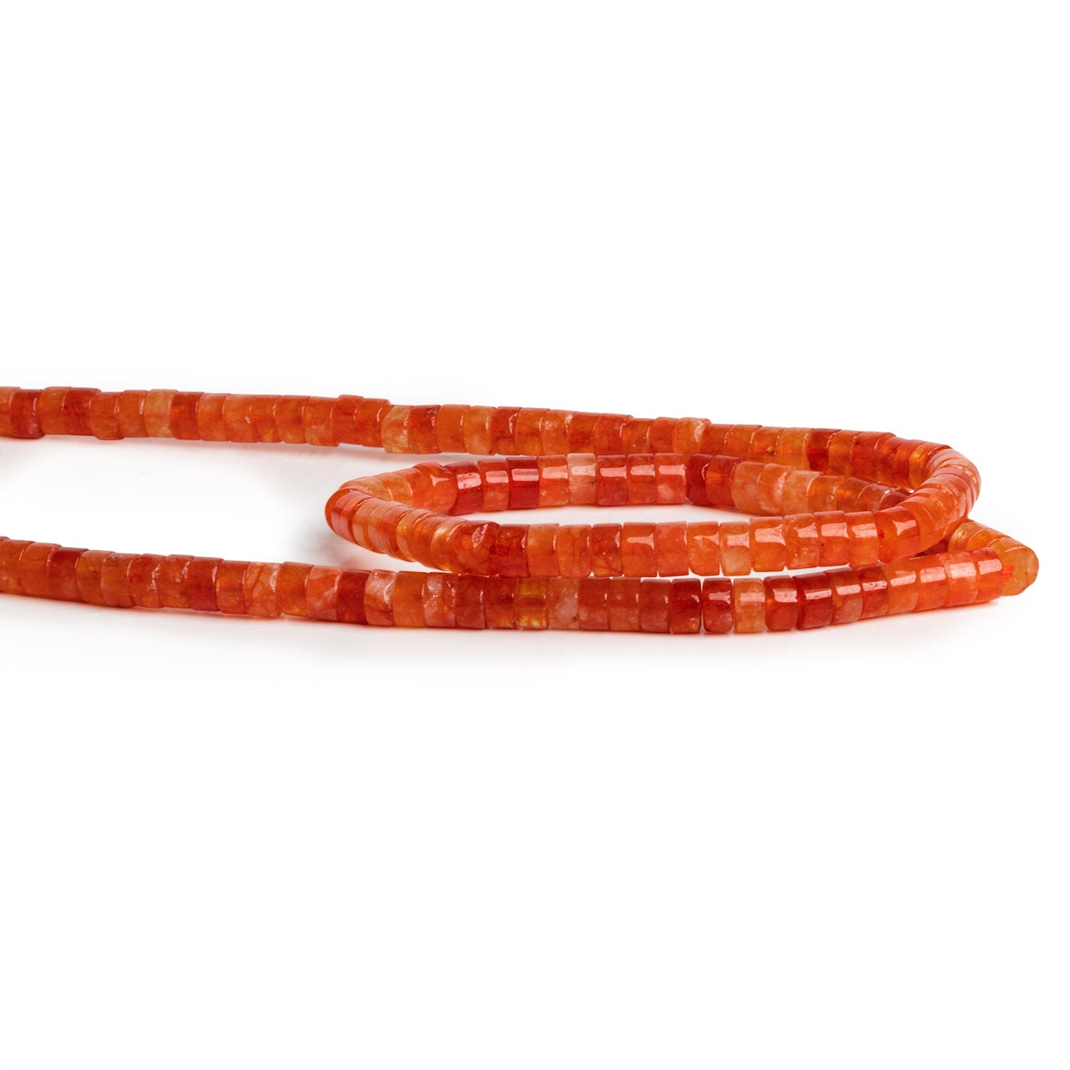 4mm Carnelian Heishis 12 inch 110 Beads - The Bead Traders