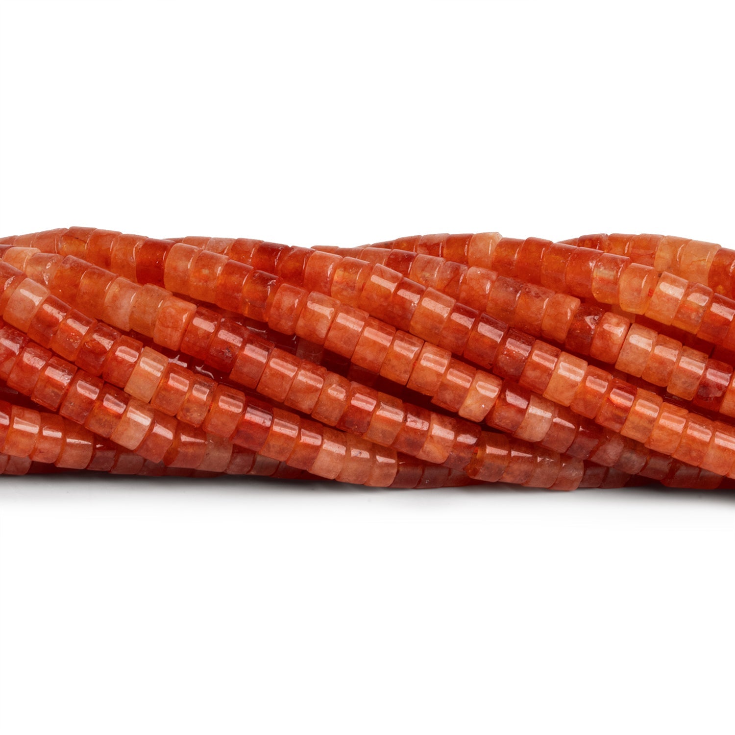 4mm Carnelian Heishis 12 inch 110 Beads - The Bead Traders