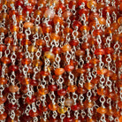 4mm Carnelian Round Silver Chain 43 beads - The Bead Traders
