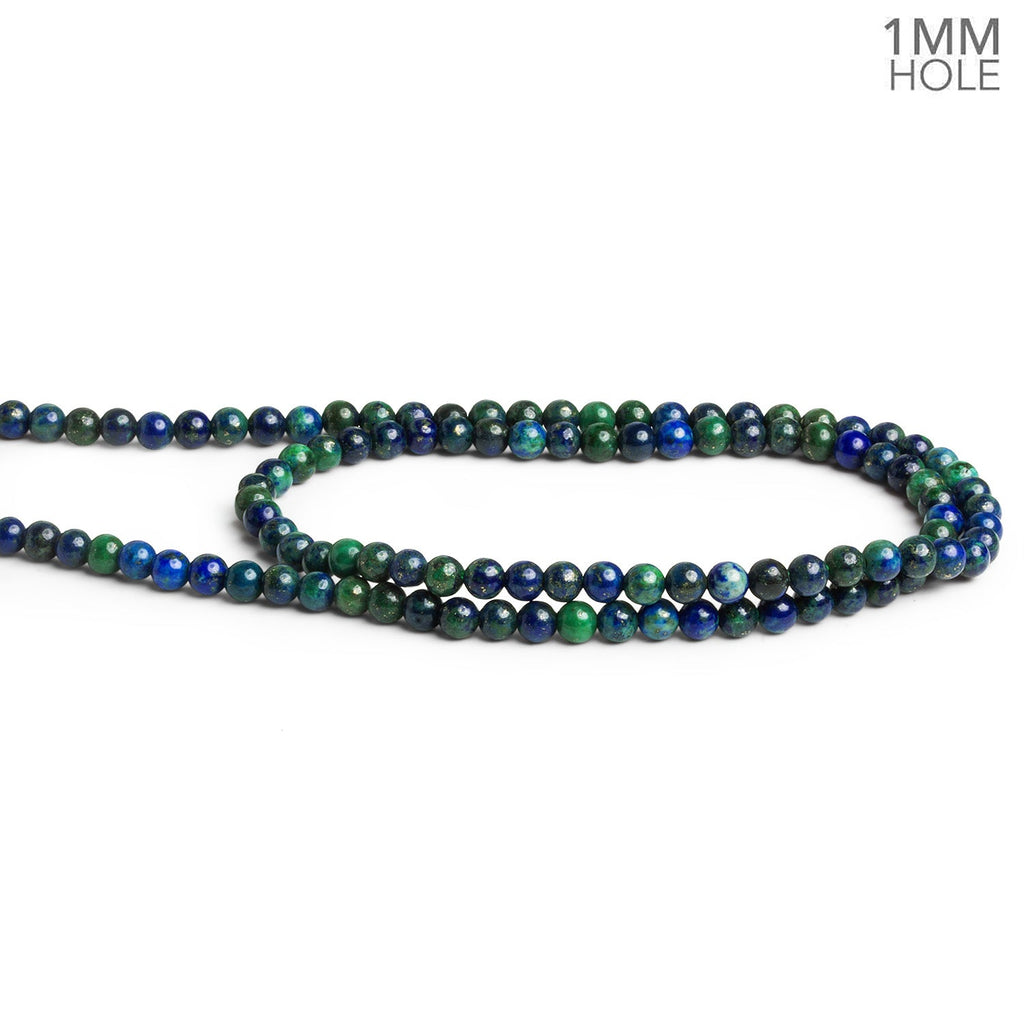 4mm Chrysocolla in Lapis Lazuli Plan Rounds 15 inch 100 beads - The Bead Traders