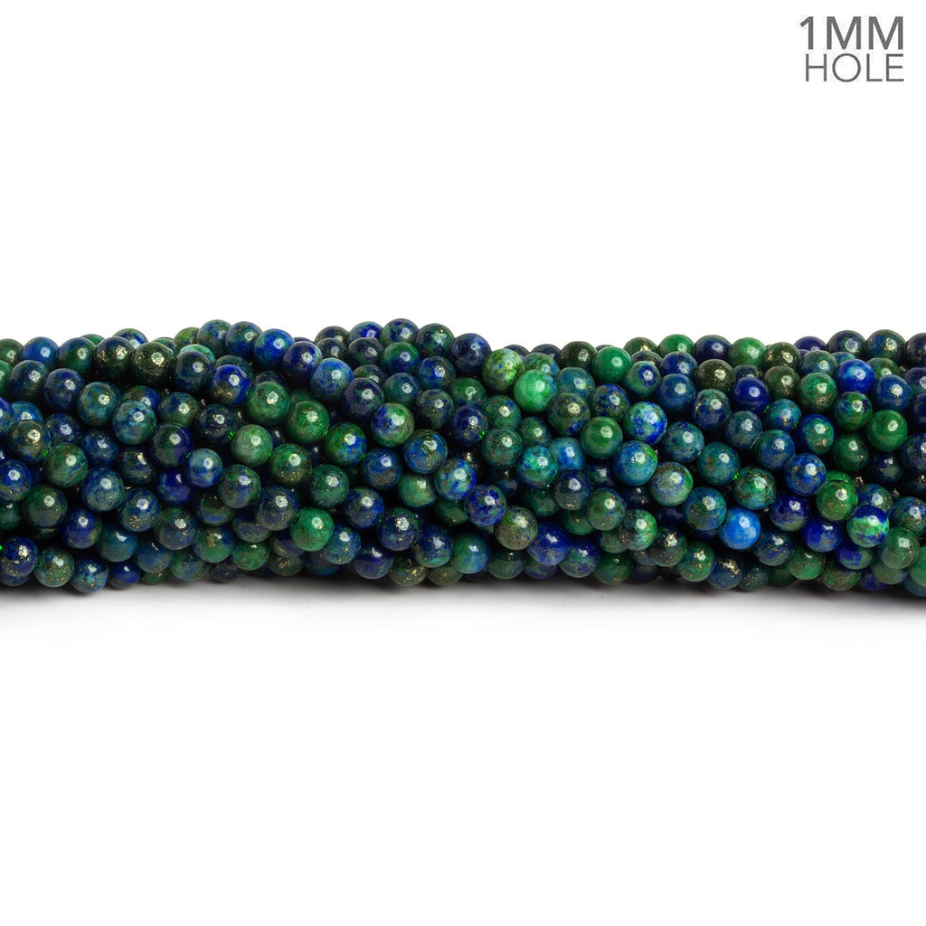 4mm Chrysocolla in Lapis Lazuli Plan Rounds 15 inch 100 beads - The Bead Traders