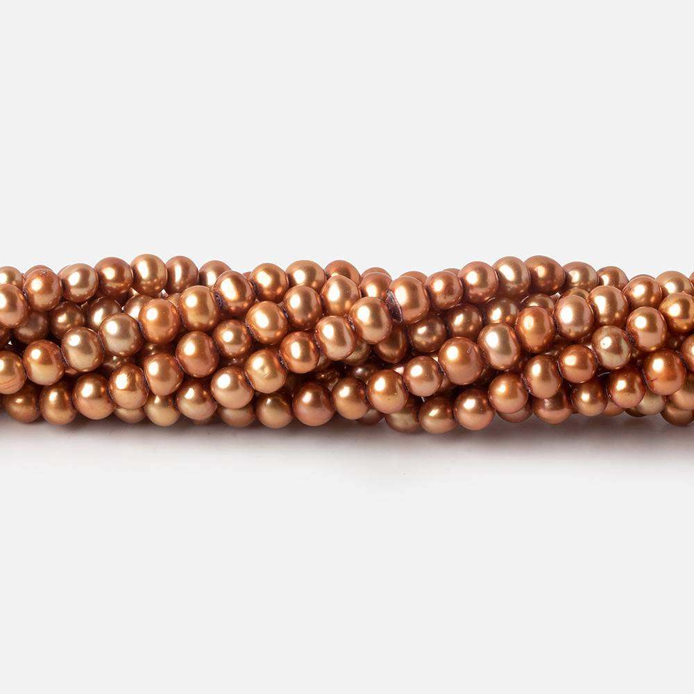 4mm Copper Off Round Freshwater Pearls , 15 inch 110 pcs - The Bead Traders