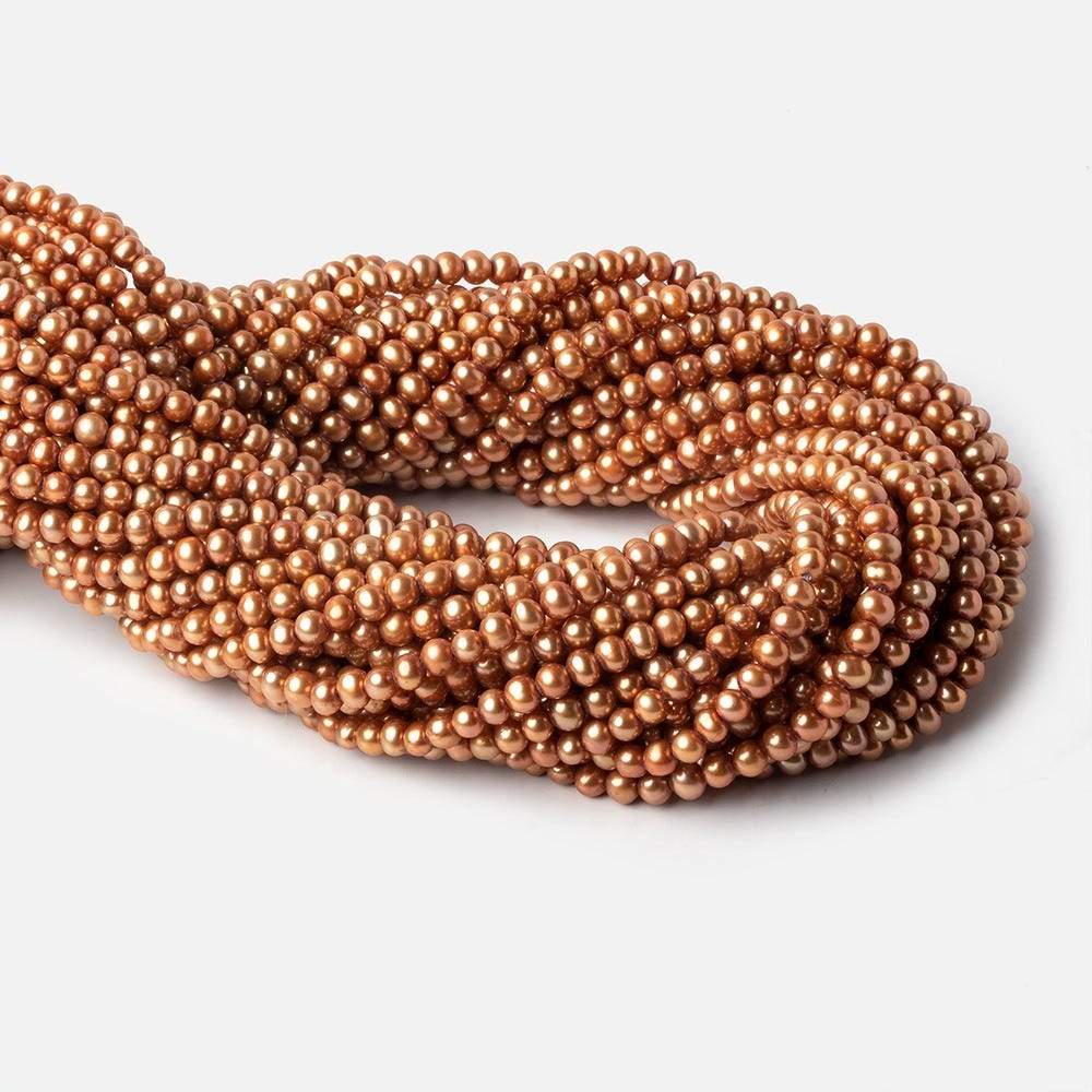 4mm Copper Off Round Freshwater Pearls , 15 inch 110 pcs - The Bead Traders