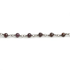 4mm Garnet Round Black Gold Chain 32 beads - The Bead Traders