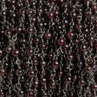 4mm Garnet Round Black Gold Chain 32 beads - The Bead Traders