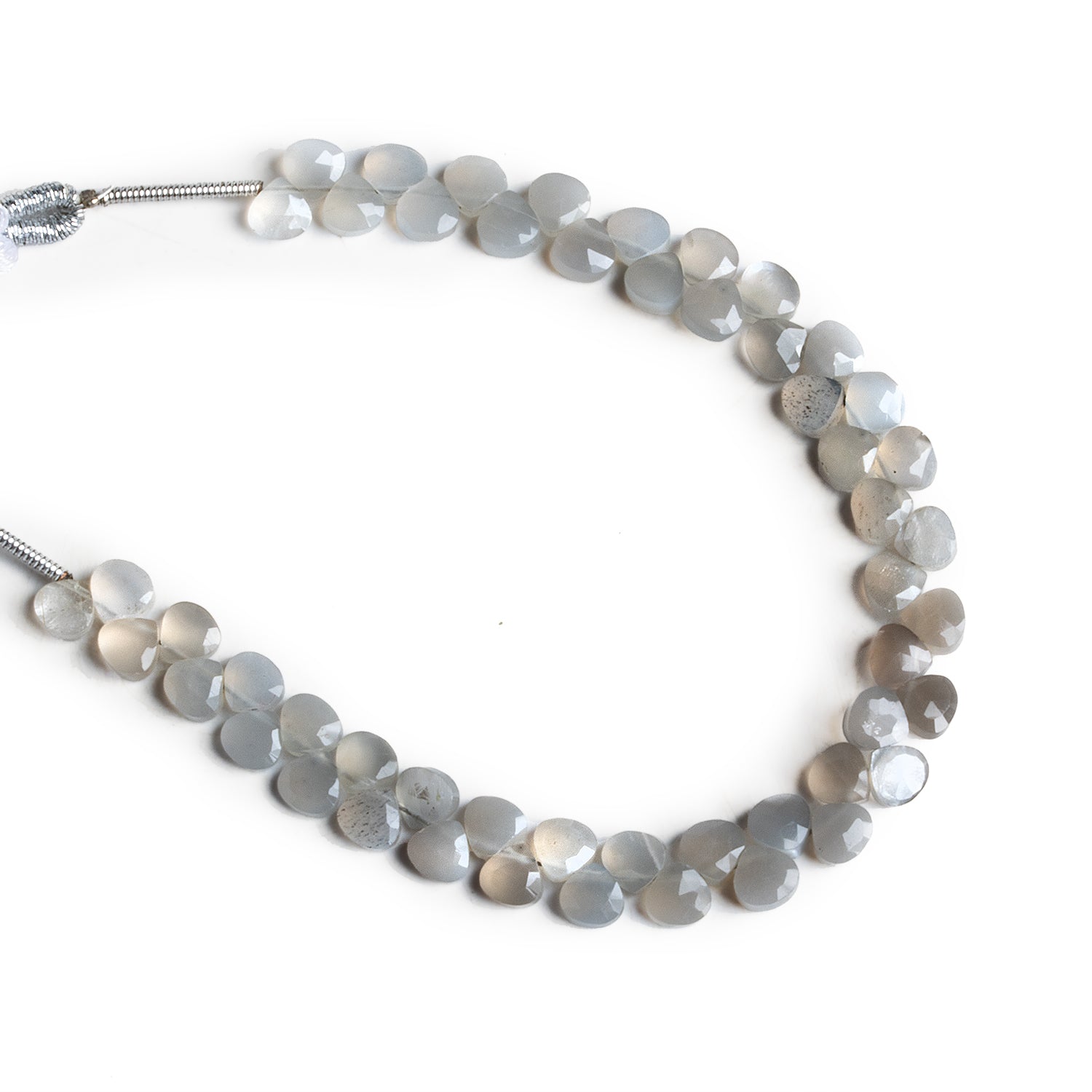 4mm Gray Moonstone Faceted Hearts 6 inch 48 beads - The Bead Traders