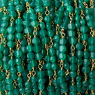4mm Green Onyx Faceted Coin Trio Gold Chain 54 beads - The Bead Traders