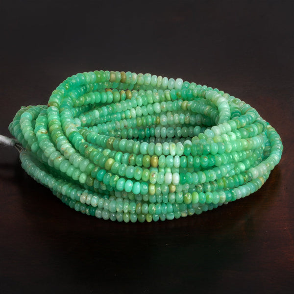 4mm Green Tanzanian Opal Rondelles 8 inch 160 beads