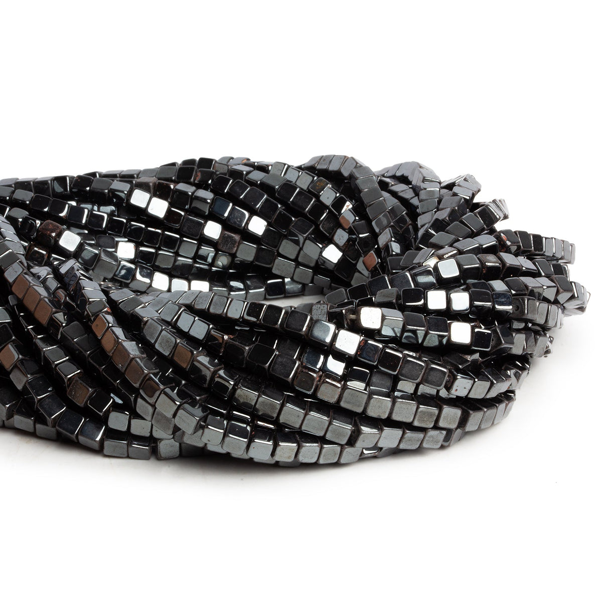 4mm Hematite Cubes 15 inch 95 beads - The Bead Traders
